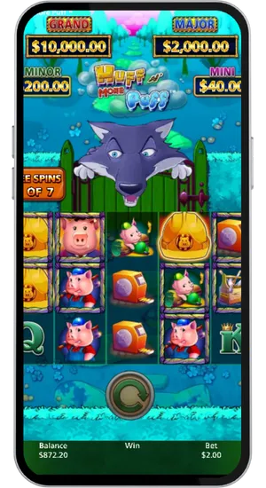 Free spins ronde in Huff N More Puff met de Grote Boze Wolf